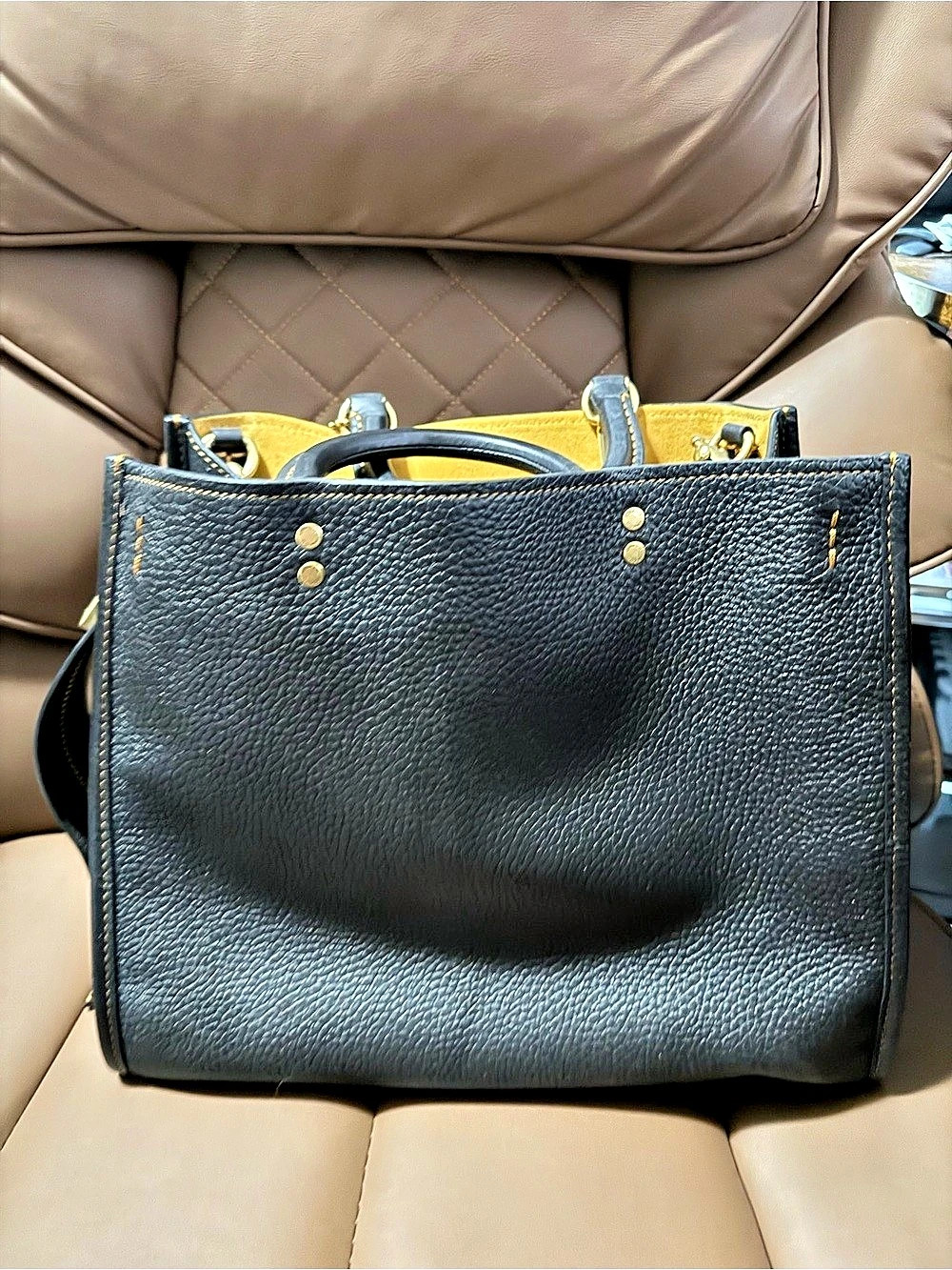Coach Rogue 31 Structured Black & Gold Tote Bag